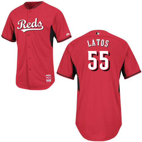 Mat Latos #55 MLB Jersey-Cincinnati Reds Men's Authentic 2014 Cool Base BP Red Baseball Jersey